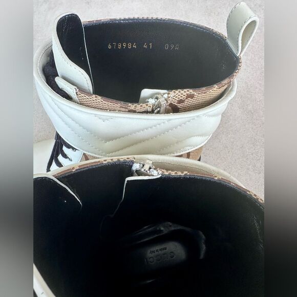 Gucci Flores Macro GG Monogram Nappa Matelasse Marmont GG Boots Mystic White 41 - Picture 8 of 14